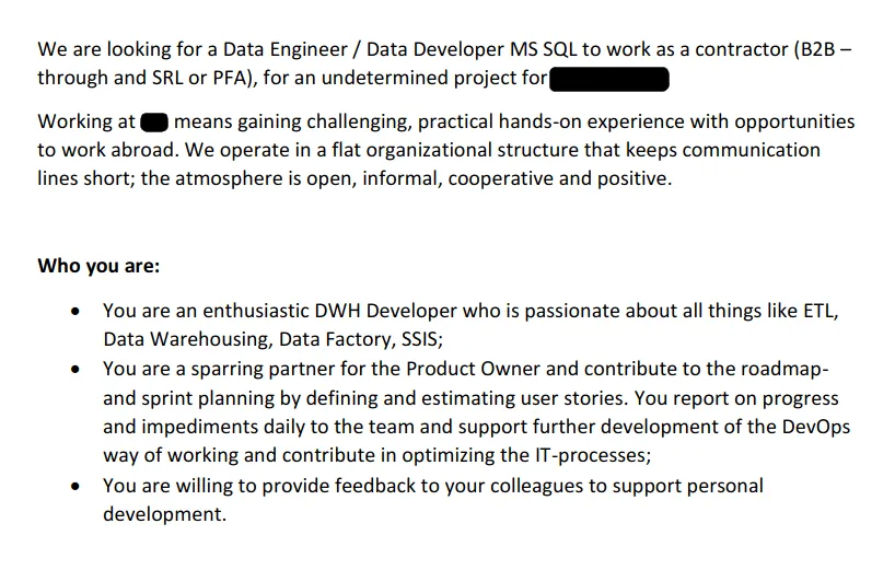 The second JD context along with some requirements of what you're gonna be doing in such a position at the company